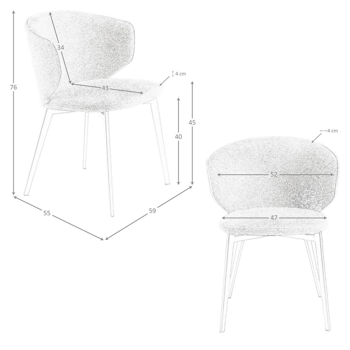 STUHL Brauner marmorierter Stoffstuhl 59/55/76cm - Ecru/Braun, Textil/Metall (59/76/55cm) - ANGEL CERDA