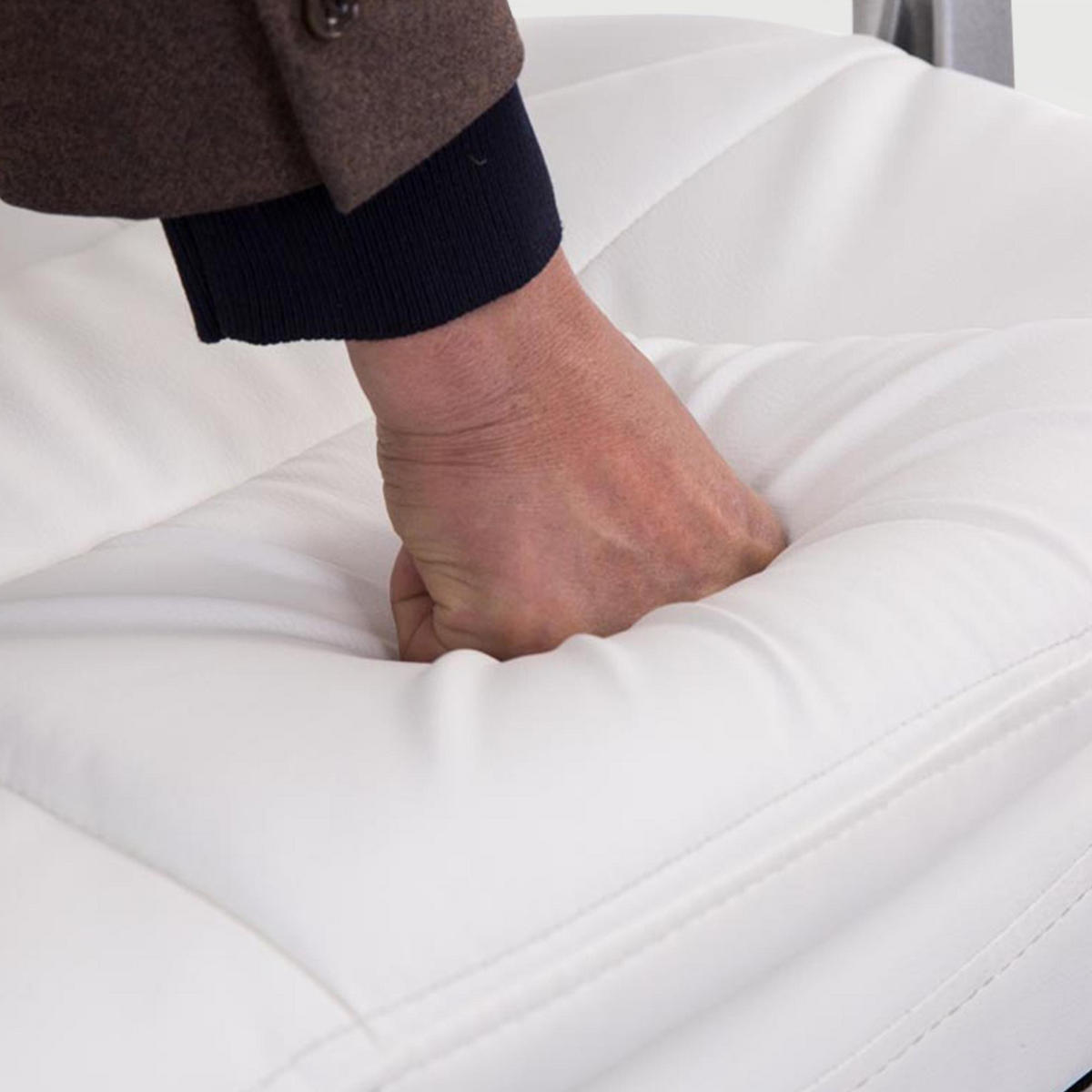 CHEFSESSEL Lederlook Weiß - Chromfarben/Weiß, Textil/Metall (67/112/67cm) - CLP