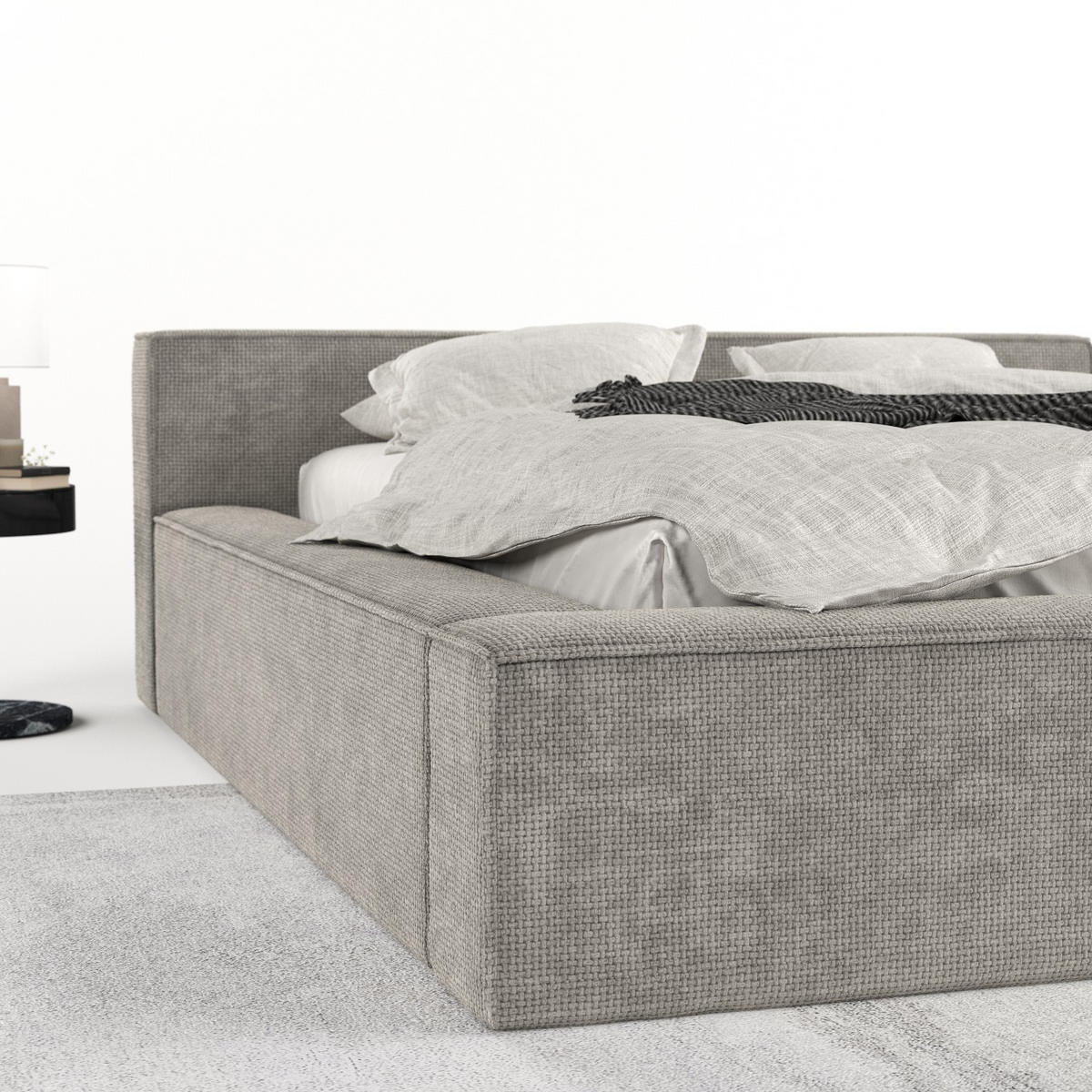 POLSTERBETT Casto mit Stauraum 180/200 cm Hellbeige im Bonita Stoff - Beige/Schwarz, Holz/Holzwerkstoff (180/200cm) - AltaBeds