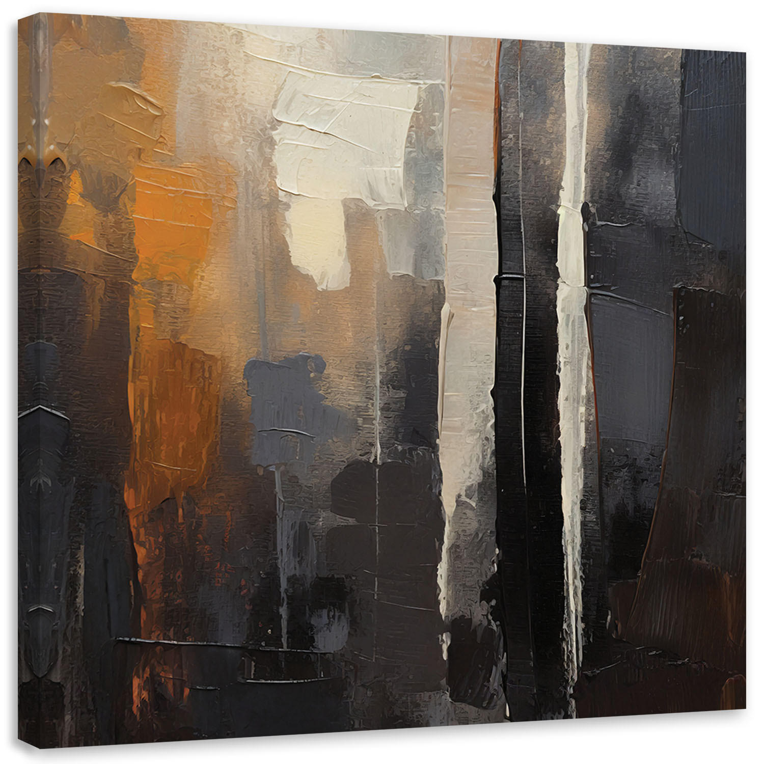 LEINWANDBILD Abstrakt braun gemalt 60x60cm - Braun, Textil (60/60cm) - Feeby