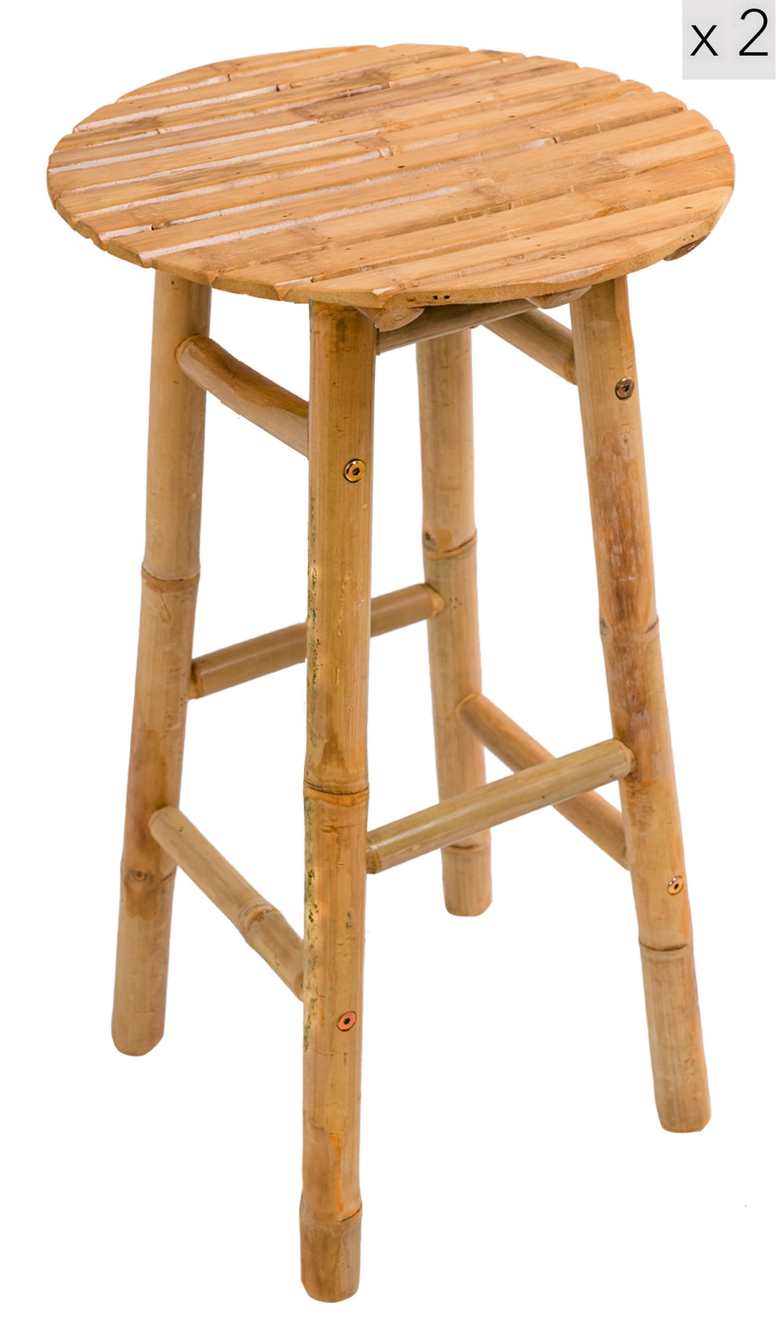BARHOCKER 2er-Set Bambuholz Braun - Braun, Holz (40/69/40cm) - Nordlys