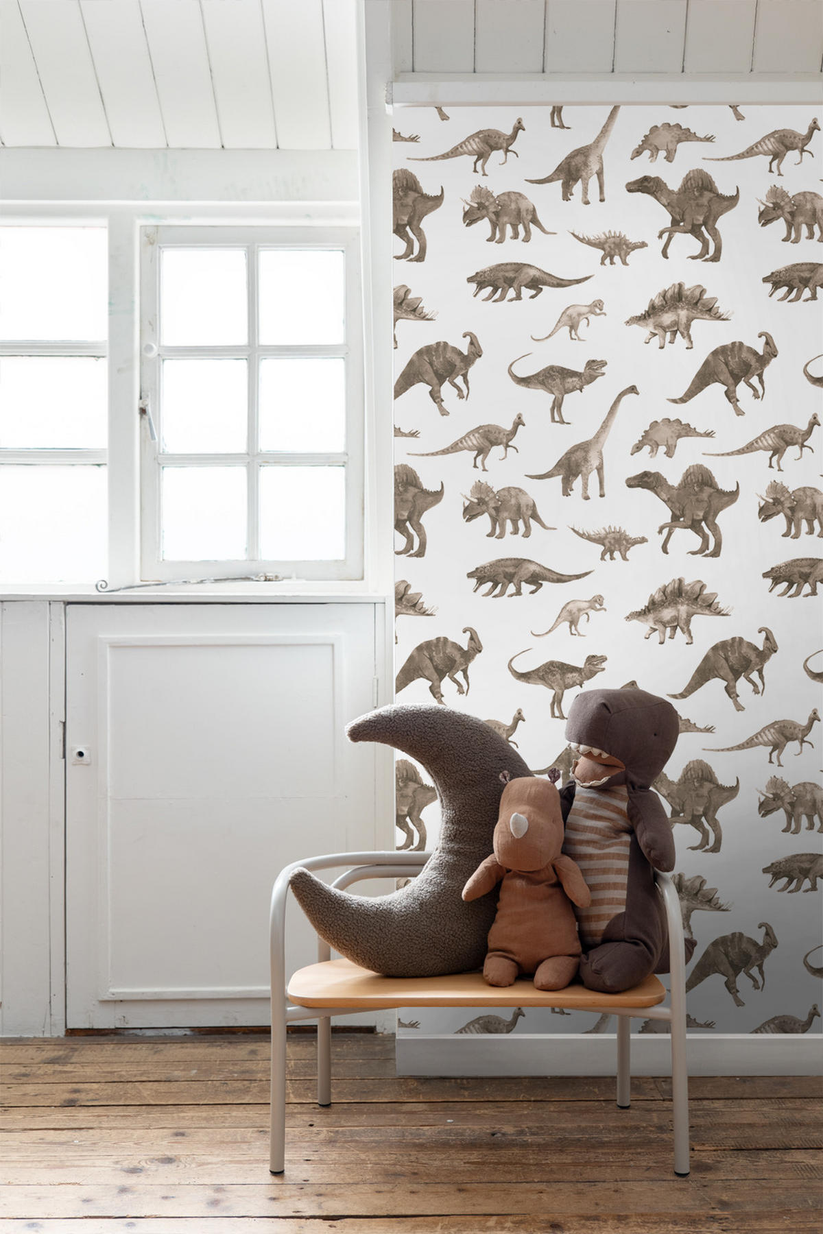 TAPETE Dinosaurier 50 x 900 cm - Beige, Papier (50/0.1cm) - ESTAhome