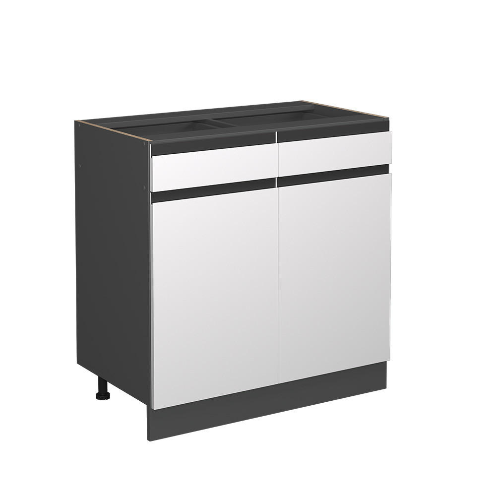 KÜCHENUNTERSCHRANK R-Line Weiß 80 cm J-Shape, ohne AP - Anthrazit/Weiß, Holzwerkstoff (80/81.6/46cm) - Vicco