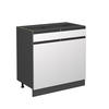 KÜCHENUNTERSCHRANK R-Line Weiß 80 cm J-Shape, ohne AP - Anthrazit/Weiß, Holzwerkstoff (80/81.6/46cm) - Vicco