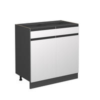 KÜCHENUNTERSCHRANK R-Line Weiß 80 cm J-Shape, ohne AP - Anthrazit/Weiß, Holzwerkstoff (80/81.6/46cm) - Vicco