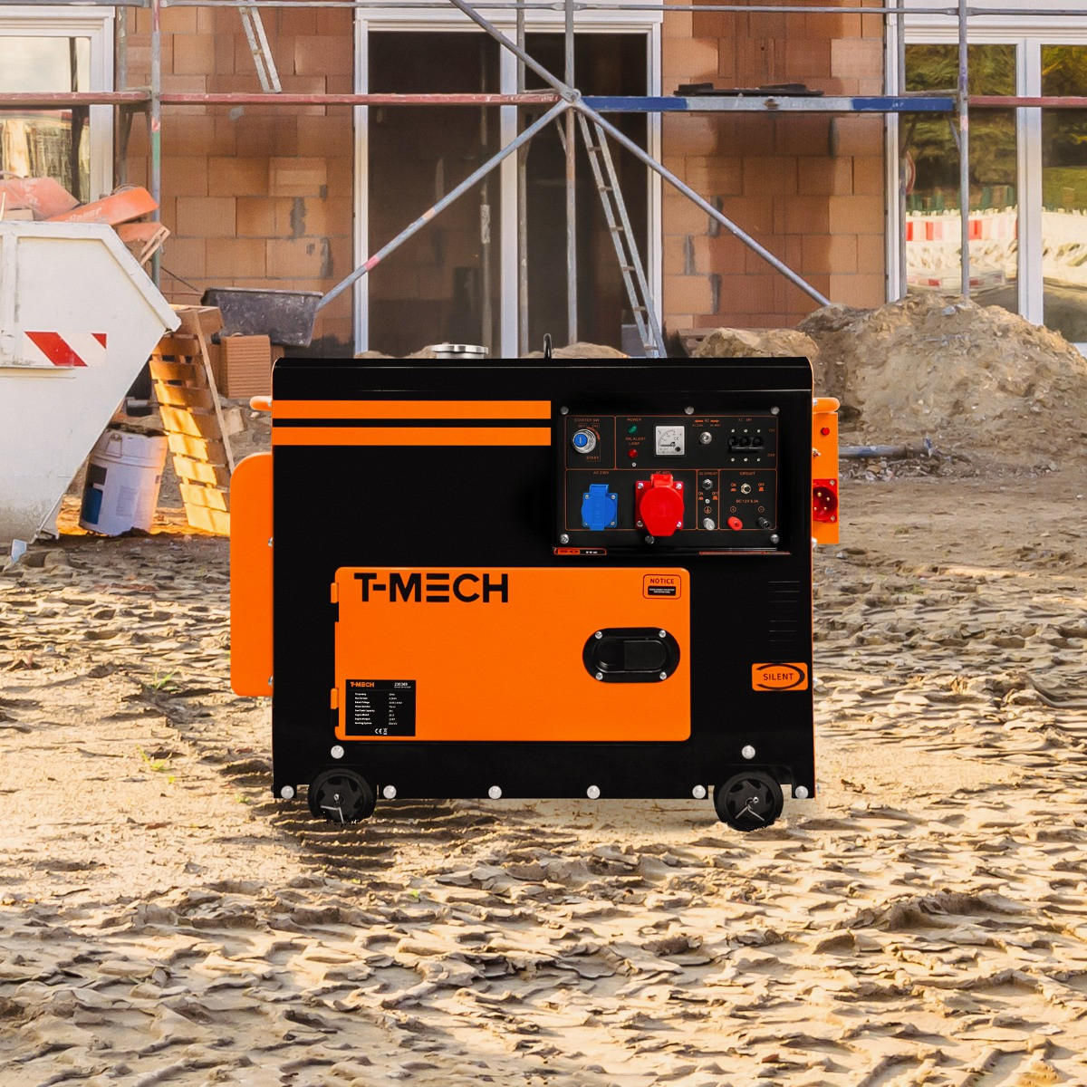 DIESEL-GENERATOR Stromerzeuger Dreiphasig 400 V, Geräuschlos - Orange, Metall (53/92/1cm)