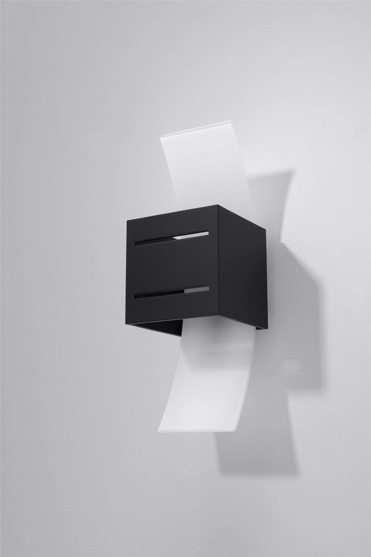 WANDLEUCHTE Aluminium Schwarz satiniert - Schwarz, Glas (10/30/12cm) - Sollux Lighting