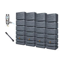 WANDTANK Komplett-Set 1400 L graphite grey 4 x 350 L inkl. Verbindungsset, Kunststoff-Auslaufhahn und Fallrohranschluss - Grau, Kunststoff (270/184/39cm) - 4rain