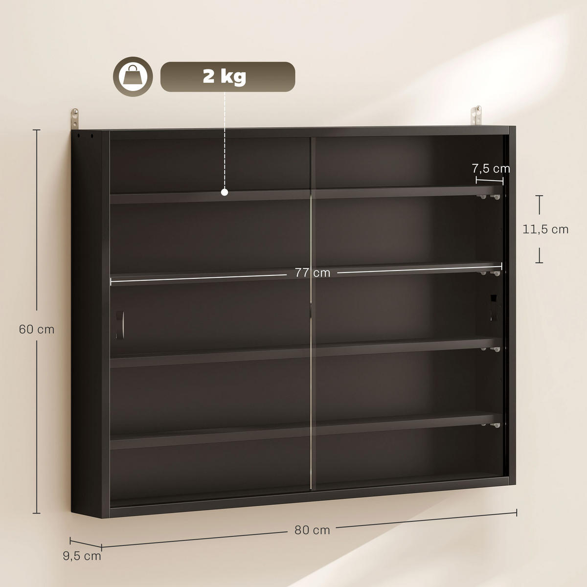 BÜCHERREGAL 80/9,5/60 cm Schwarz - Brombeere, Karton (31.5/23.5/3.75cm)