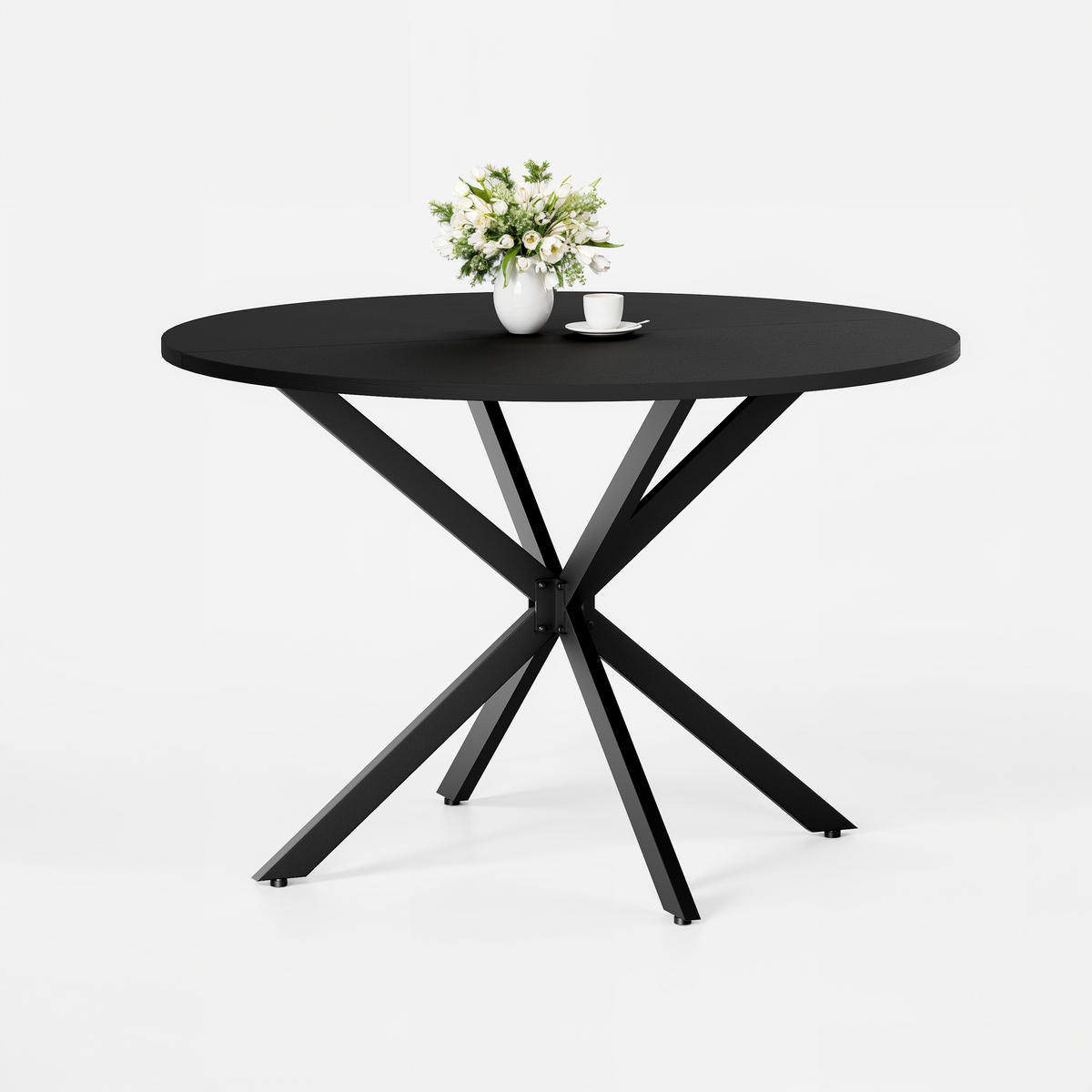 ESSTISCH rund X-Gestell Schwarz Ø 120 cm - Schwarz, Holzwerkstoff/Metall (120/120/78cm)
