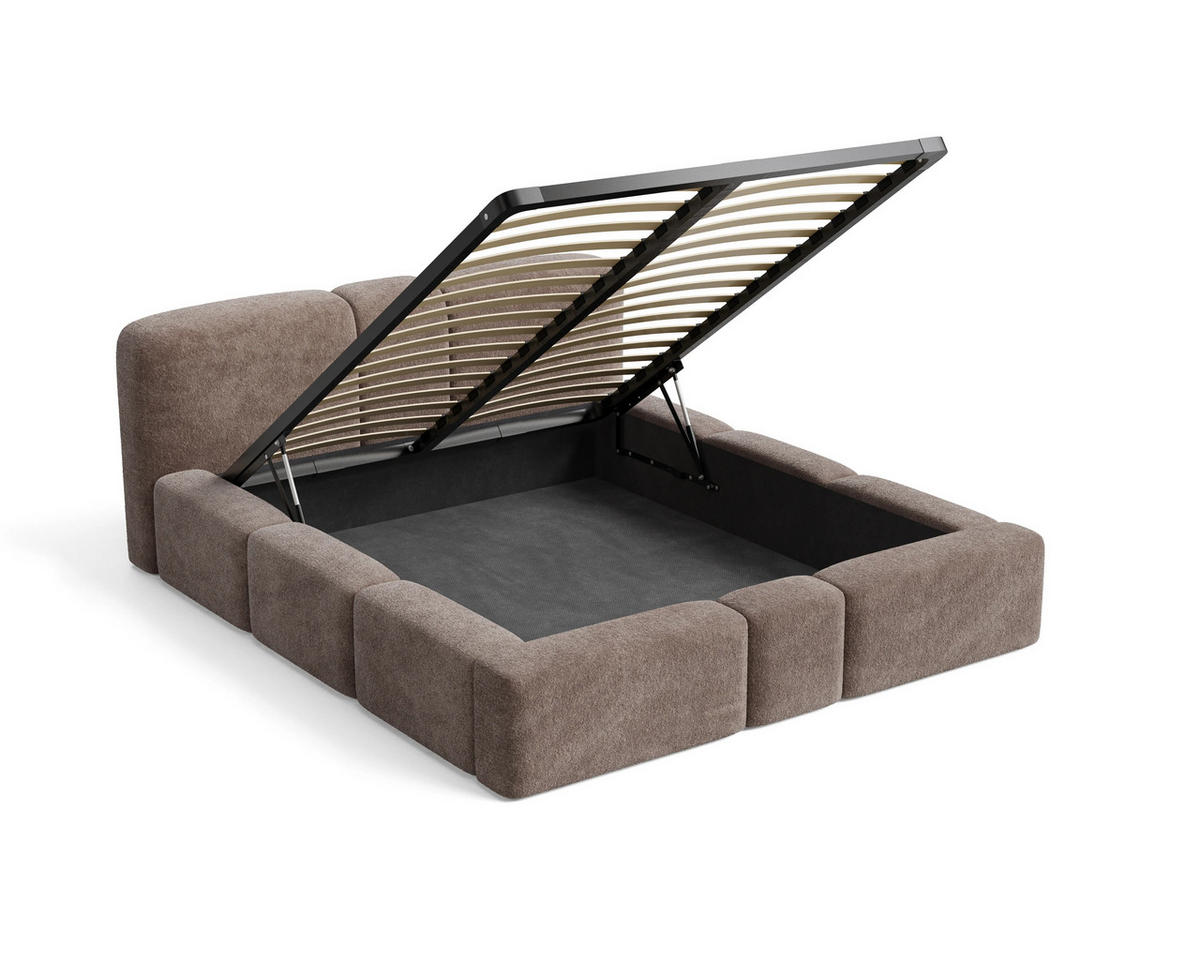 POLSTERBETT Monte 200x200 cm mit stabilem Metallrahmen, Bettkasten und Stauraum, Doppelbett mit Kopfteil - Monte Braun - Dunkelbraun, Holzwerkstoff (200/200cm) - Chilly