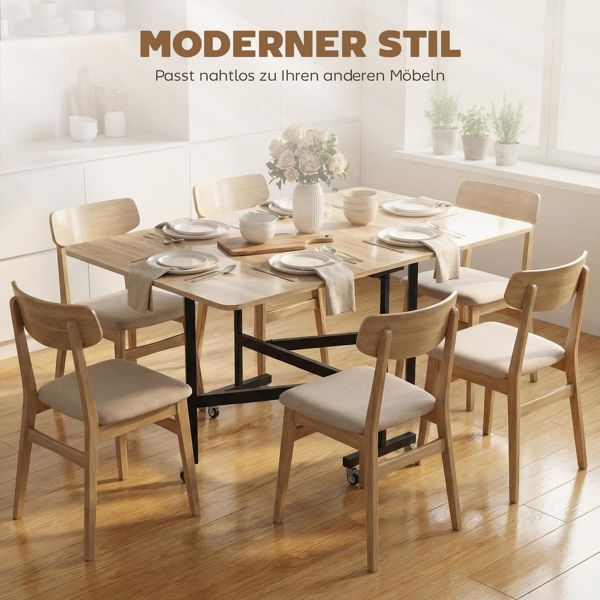 ESSTISCH aus Spanplatte 120/80/73 cm Eiche - Eichefarben/Schwarz, Holzwerkstoff/Metall (120/80/73cm) - HOMCOM