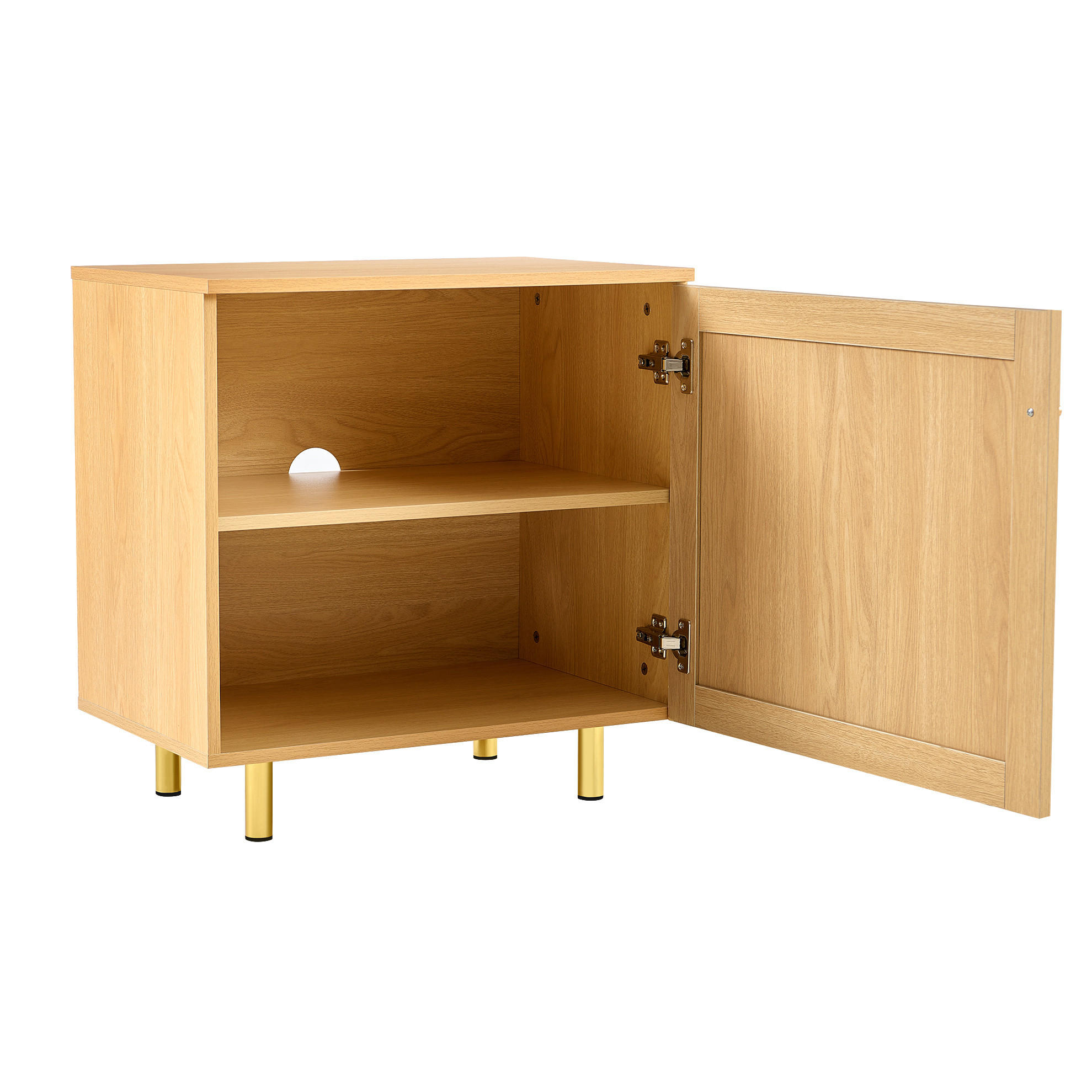SIDEBOARD 60/40/63 cm mit Rattanfront und Metallbeinen in Natur - Naturfarben, Holzwerkstoff (60/63/40cm) - BEAOK