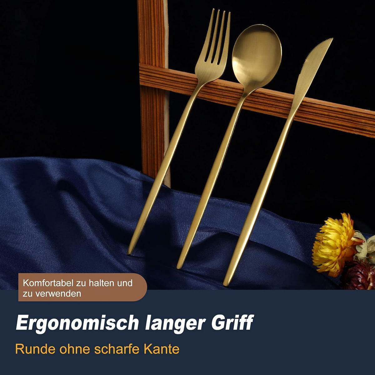 BESTECKSET 30-teilig Gold Matt Edelstahl für 6 Personen - Goldfarben, Metall