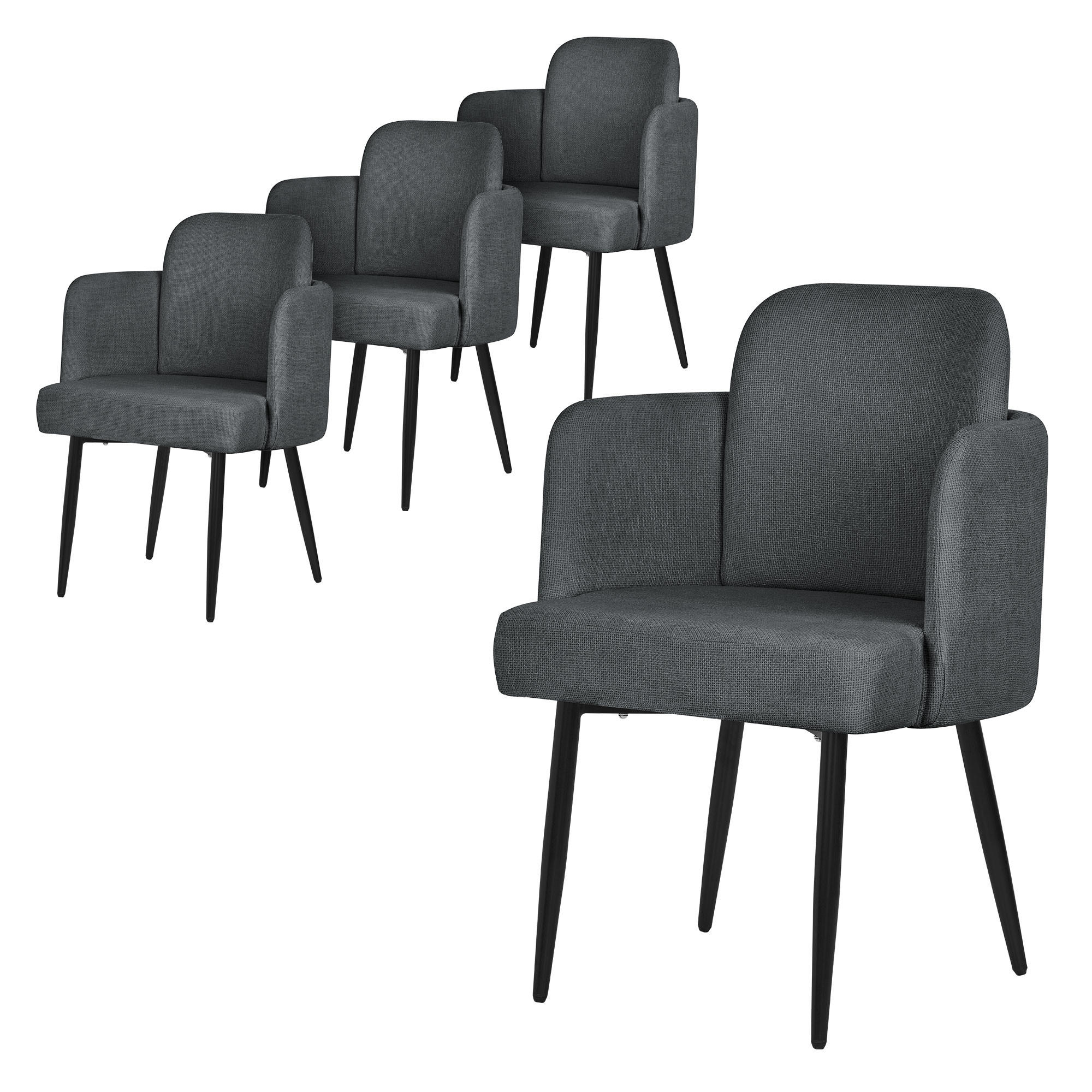 ML-DESIGN JÍDELNÍ ŽIDLE, sada 4 ks, antracitová, s látkovým potahem v ratanovém vzhledu