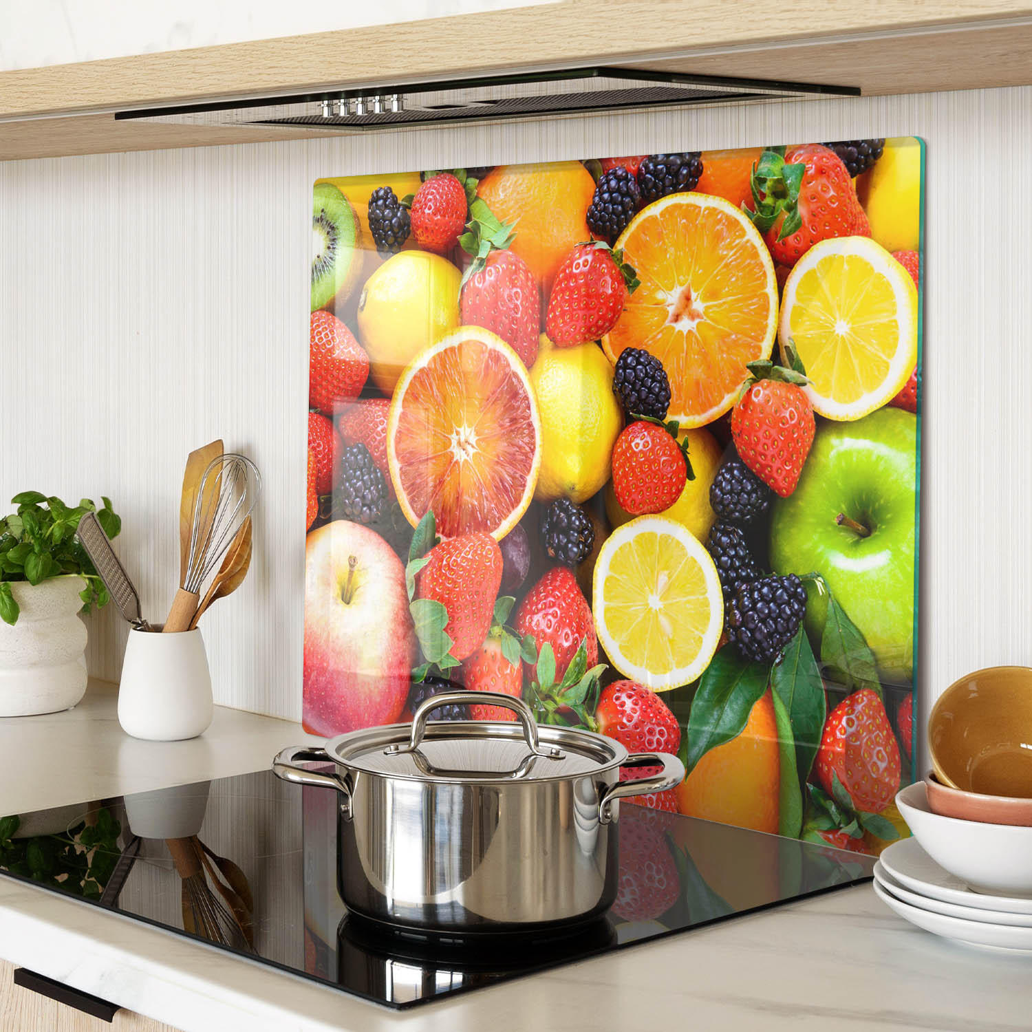 GLASPLATTE 60x52 cm Bunte Früchte - Multicolor, Glas (60/0.4/52cm) - TULUP