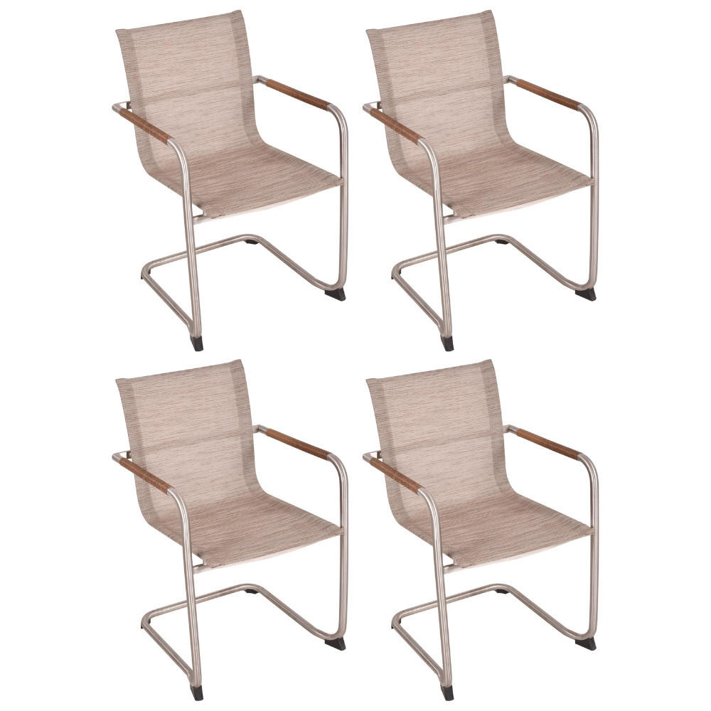 GARTENSTUHL 4er Set Carin Freischwinger - Sandfarben, Kunststoff (59/85/56cm) - DELUKE