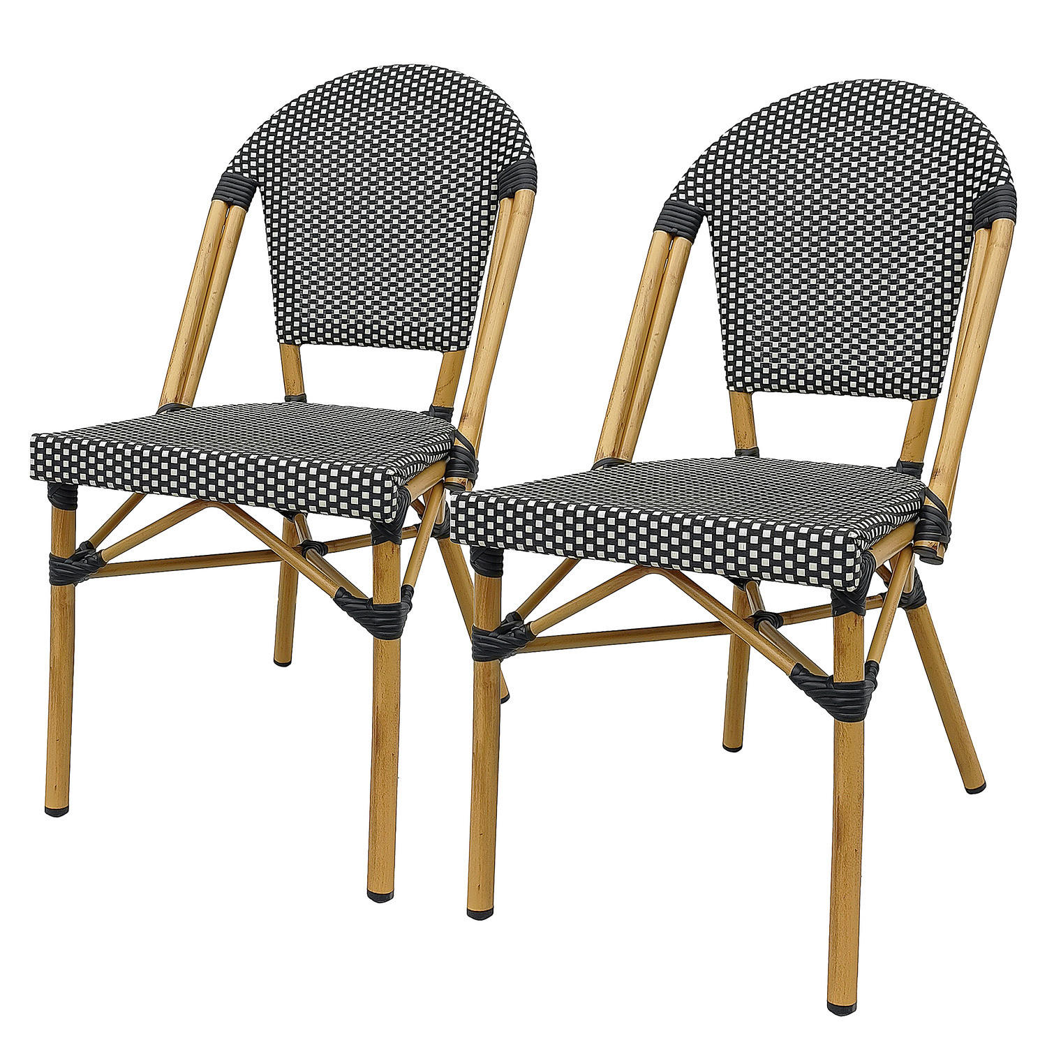 GARTENSTUHL - Aluminium / Textilene - Schwarz / Weiß - 2er-Set - Schwarz/Weiß, Textil/Metall (46/99/58cm) - home24