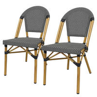 GARTENSTUHL - Aluminium / Textilene - Schwarz / Weiß - 2er-Set - Schwarz/Weiß, Textil/Metall (46/99/58cm) - home24