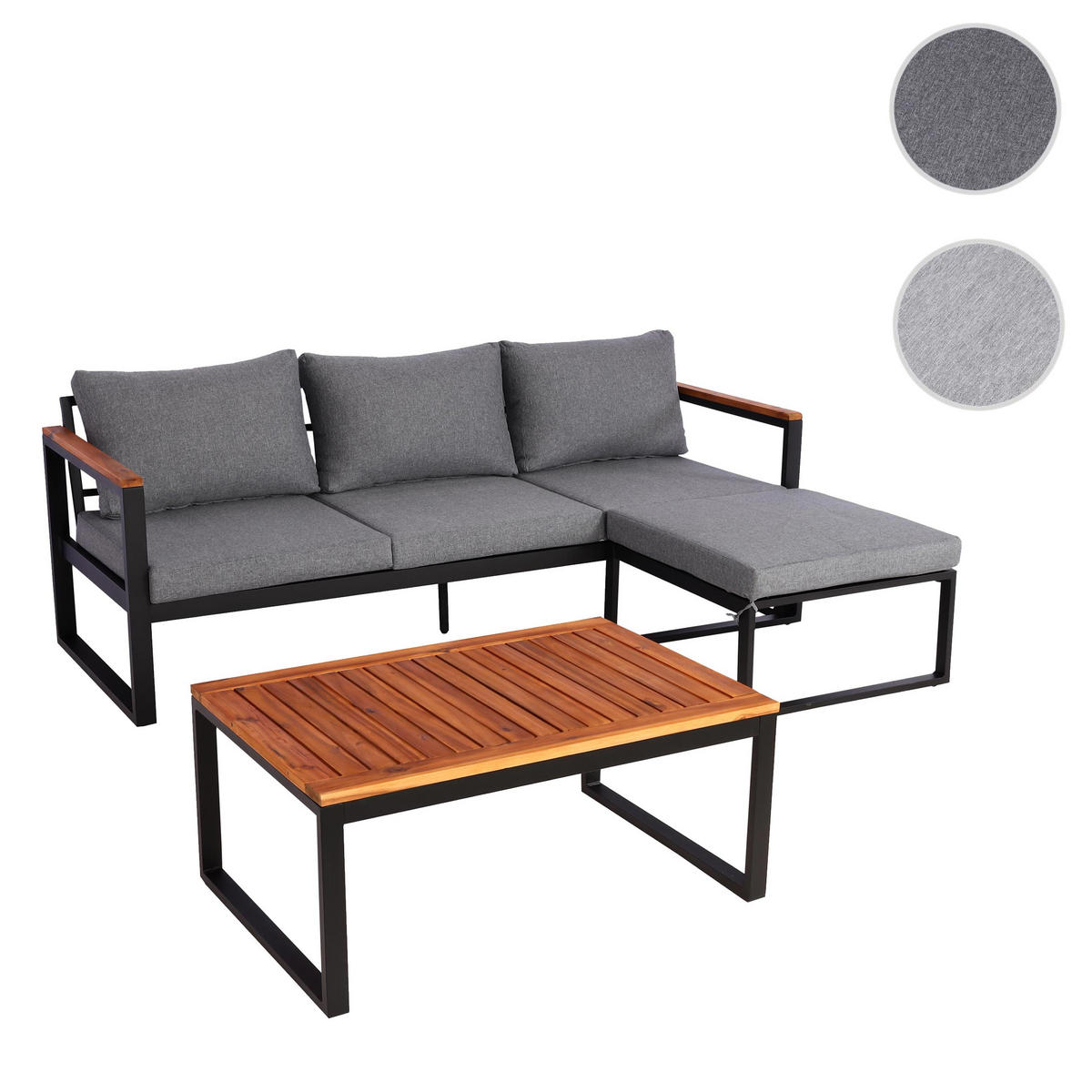 GARTEN-GARNITUR L26B 3ER-SET Braun, Grau - Braun/Grau, Textil - MCW