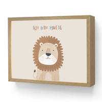 NACHTTISCHLAMPE MIT AKKU Löwe - Beige - Tier - Mutig - Zitat 40x30 cm - Beige, Holzwerkstoff (8/40/30cm) - OnlyWow
