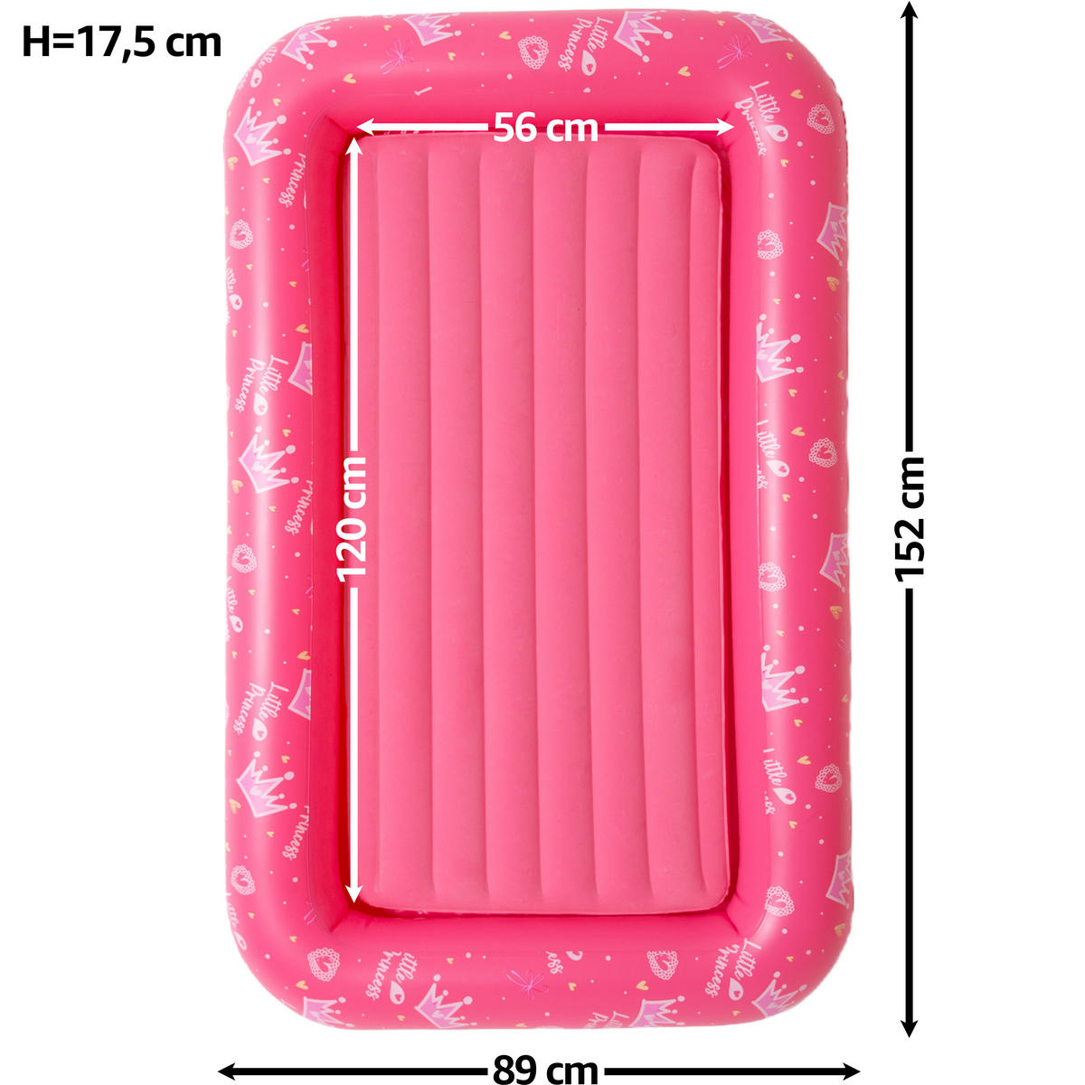 LUFTBETT Kinderluftmatratze aufblasbar DreamAir 152 x 89 x 17,5 cm rosa - Rosa, Kunststoff (89/152cm) - Avenli