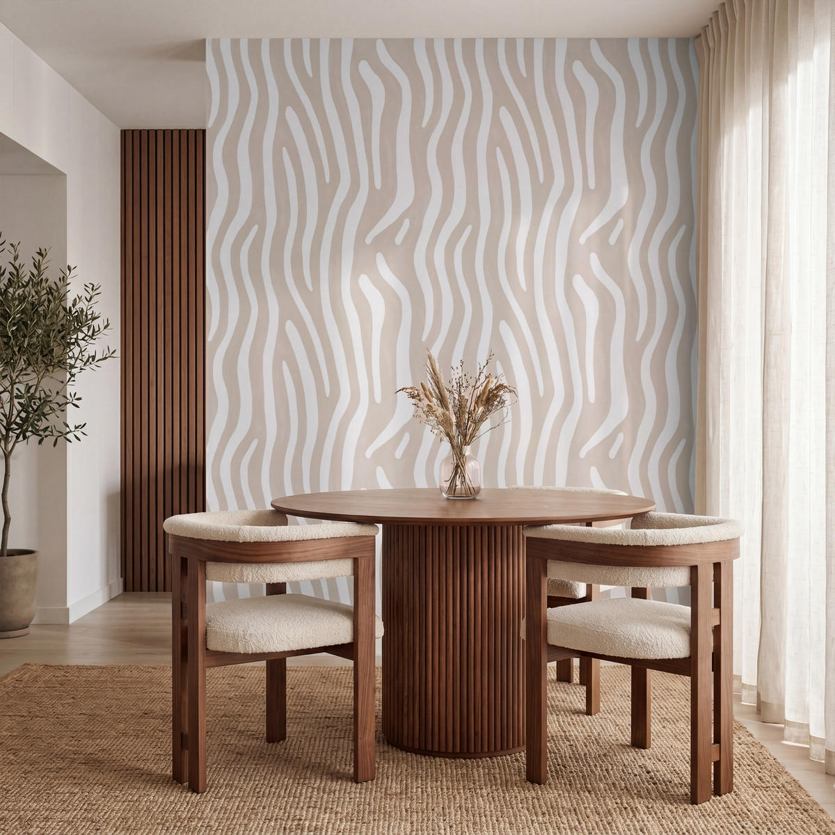 TAPETE - Abstrakt - Zebra - Beige - 240x280 cm - Beige, Papier (240/280cm) - OnlyWow