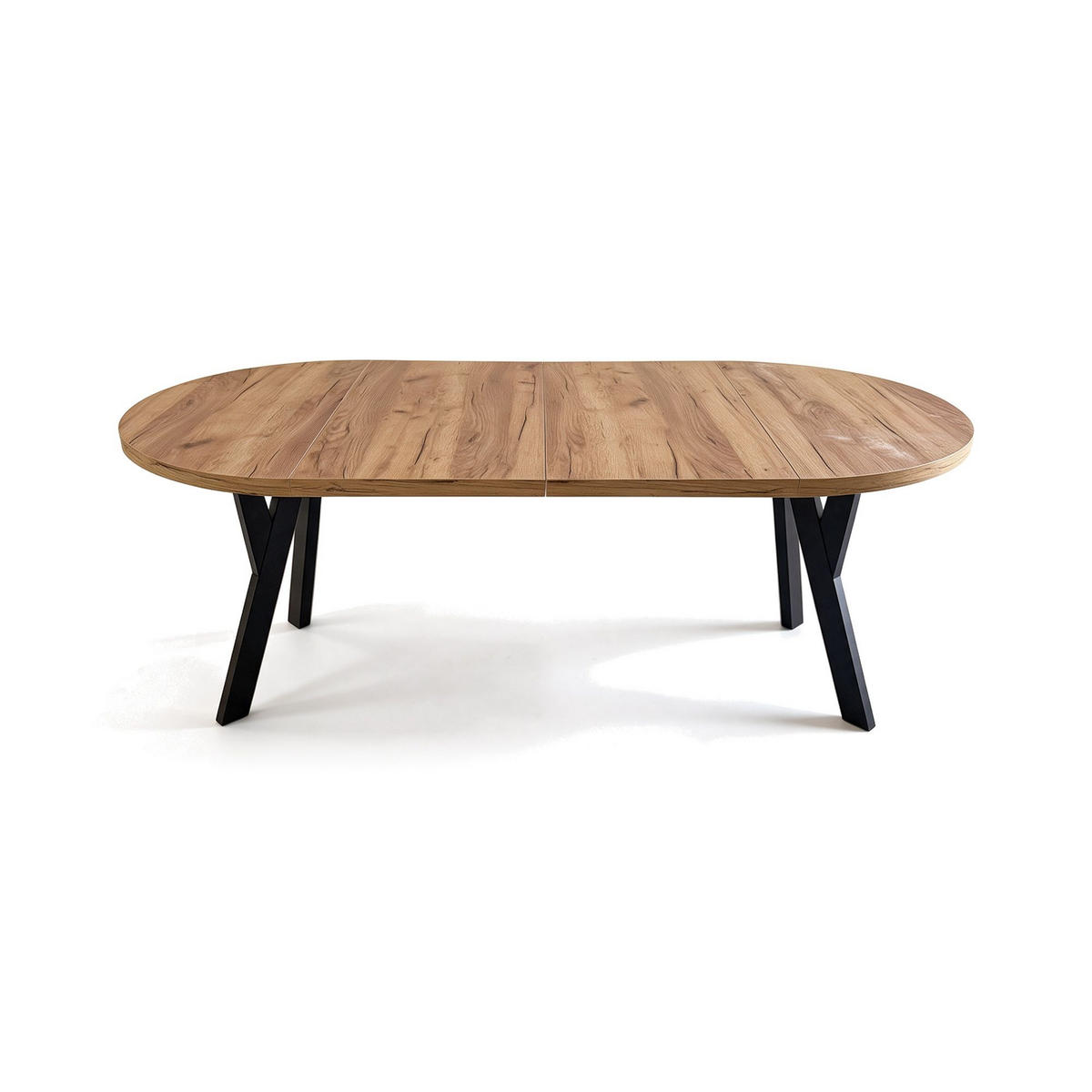 ESSTISCH ausziehbar rund 90-190 cm ATO Craft, Auszugstisch mit Einlegeplatte - Schwarz/Braun, Holzwerkstoff (90/90/77cm) - VENASI MÖBEL