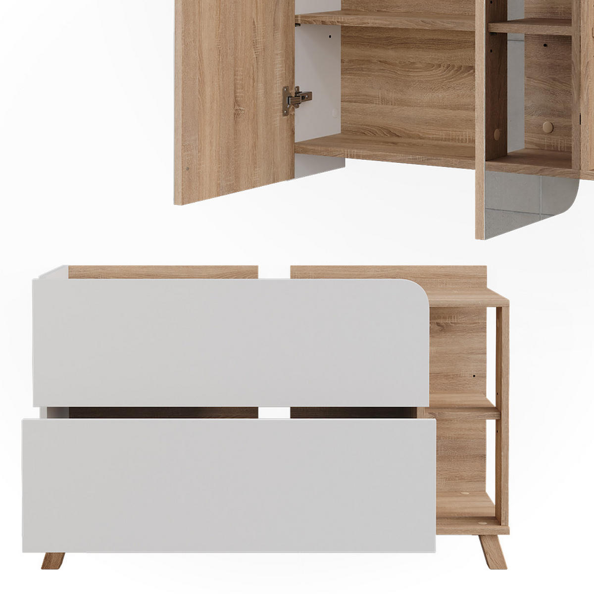 KOUPELNOVÝ NÁBYTEK Karen Sonoma/bílá - bílá/Sonoma dub, kompozitní dřevo (100/65/35cm) - Vicco