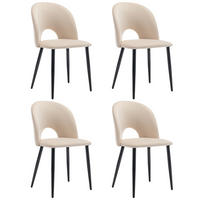 STUHL-SET DE-36984 4 Stück mit Samtbezug und Rautenmuster Beige - Beige, Metall (44/84/47cm) - ComfortXL