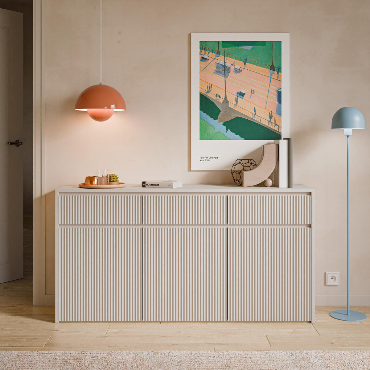 SIDEBOARD Vemmi Kaschmir 155 cm - Taupe, Holzwerkstoff (155/80/36cm) - Selsey