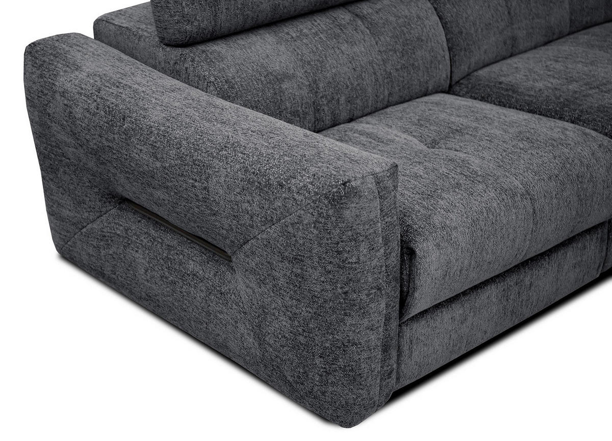 SOFA CALVERA 3-Sitzer mit 2 Relaxfunktionen, graphitfarben - Graphitfarben, Holzwerkstoff/Textil (204/79/106cm) - Courtois Laville