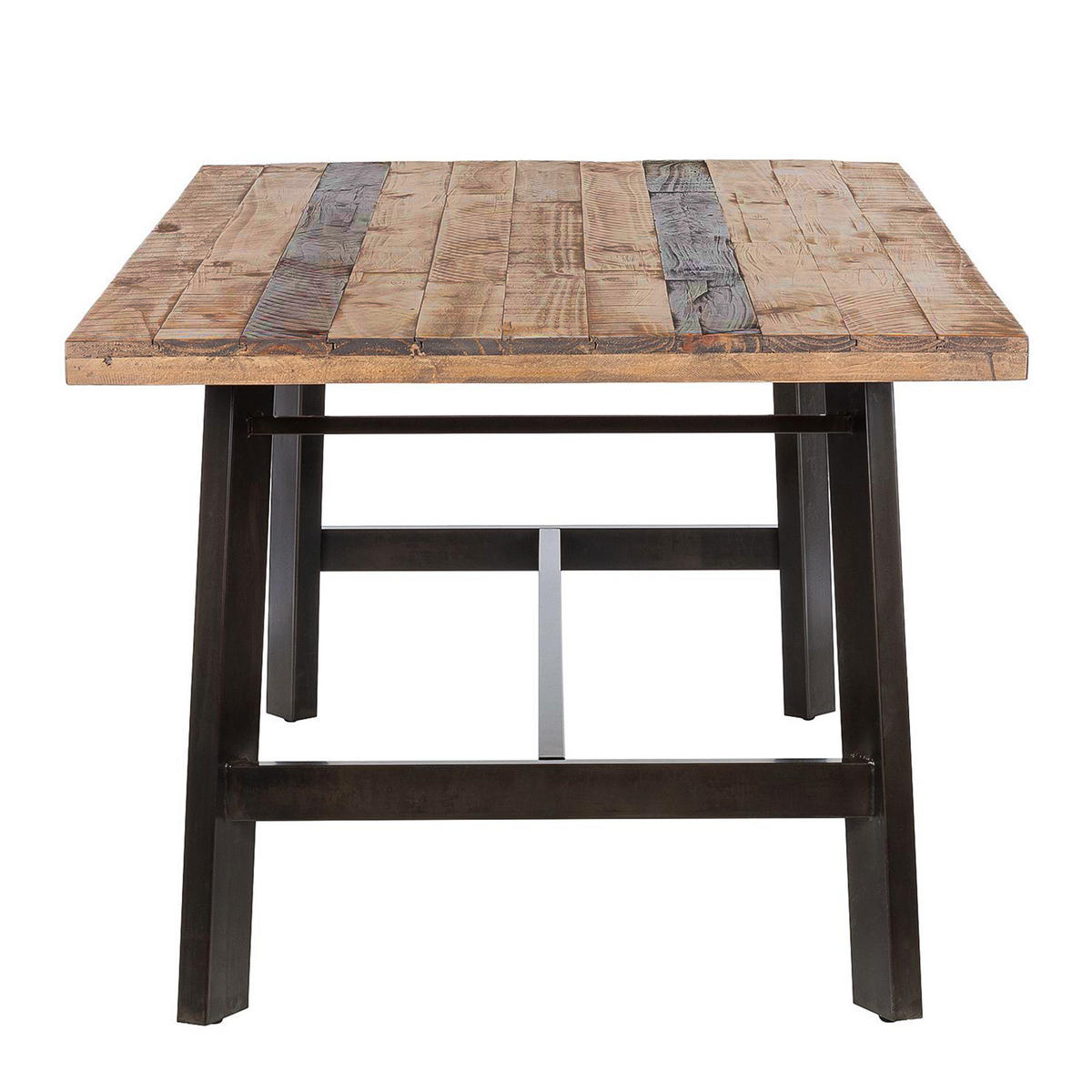 ESSTISCH - Massivholz Pinie / Metall - Braun, Holz (100/200/76cm) - home24