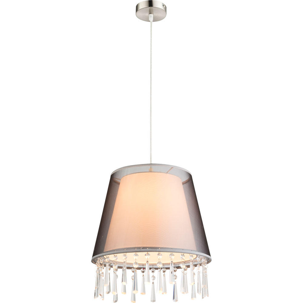 HÄNGELEUCHTE SATINE Grau Textilschirm - Grau, Metall (34/34/140cm) - Globo Lighting