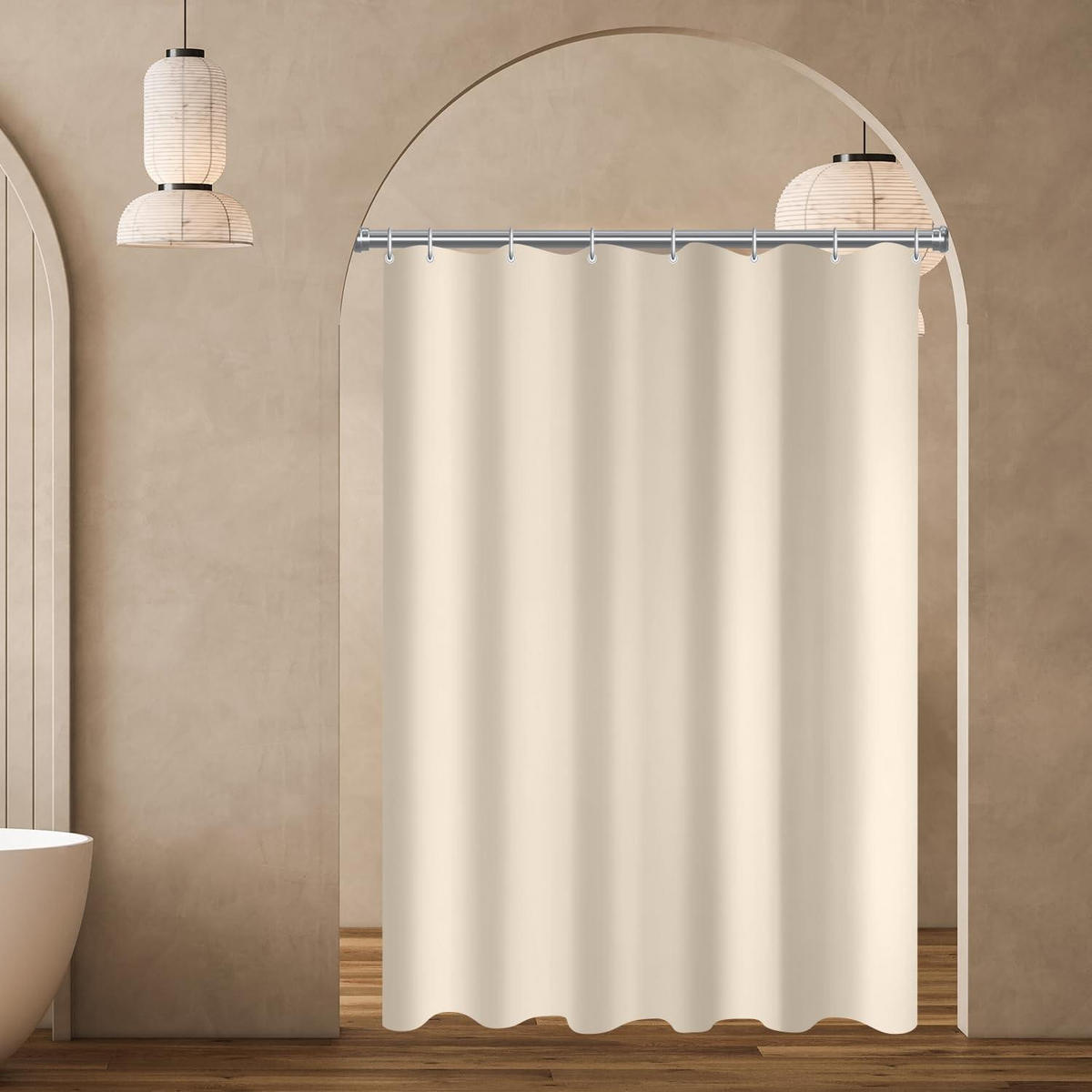DUSCHVORHANG 100x160 cm Beige Wasserabweisend Beschwerter Saum - Beige, Textil (100/160cm)