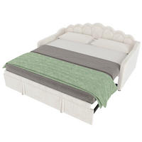 BETT 90/200 cm Beige aus Samt mit Bett und LED-Lichtleiste - Beige, Textil (90/200cm) - OKMYHOME