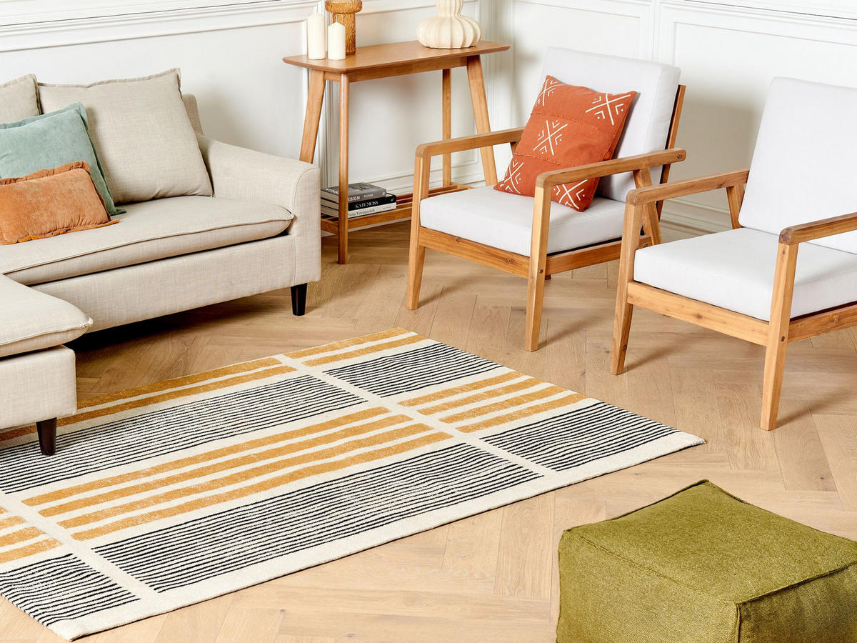 TEPPICH geflochten Katra 200/140 cm - Gelb, Textil (140/200cm) - Beliani