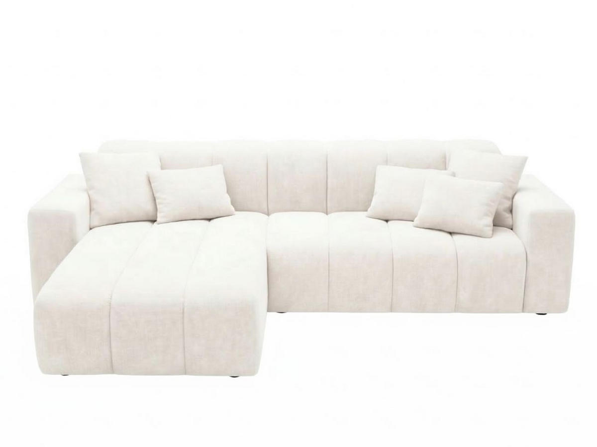 ECKSOFA Nork Creme Links - Creme, Holz/Textil (180/265cm) - Graingold