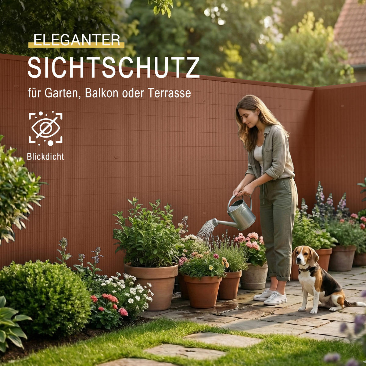 SICHTSCHUTZZAUN SolVision P12 80x500cm PVC Braun - Braun, Kunststoff (500cm) - Sol Royal