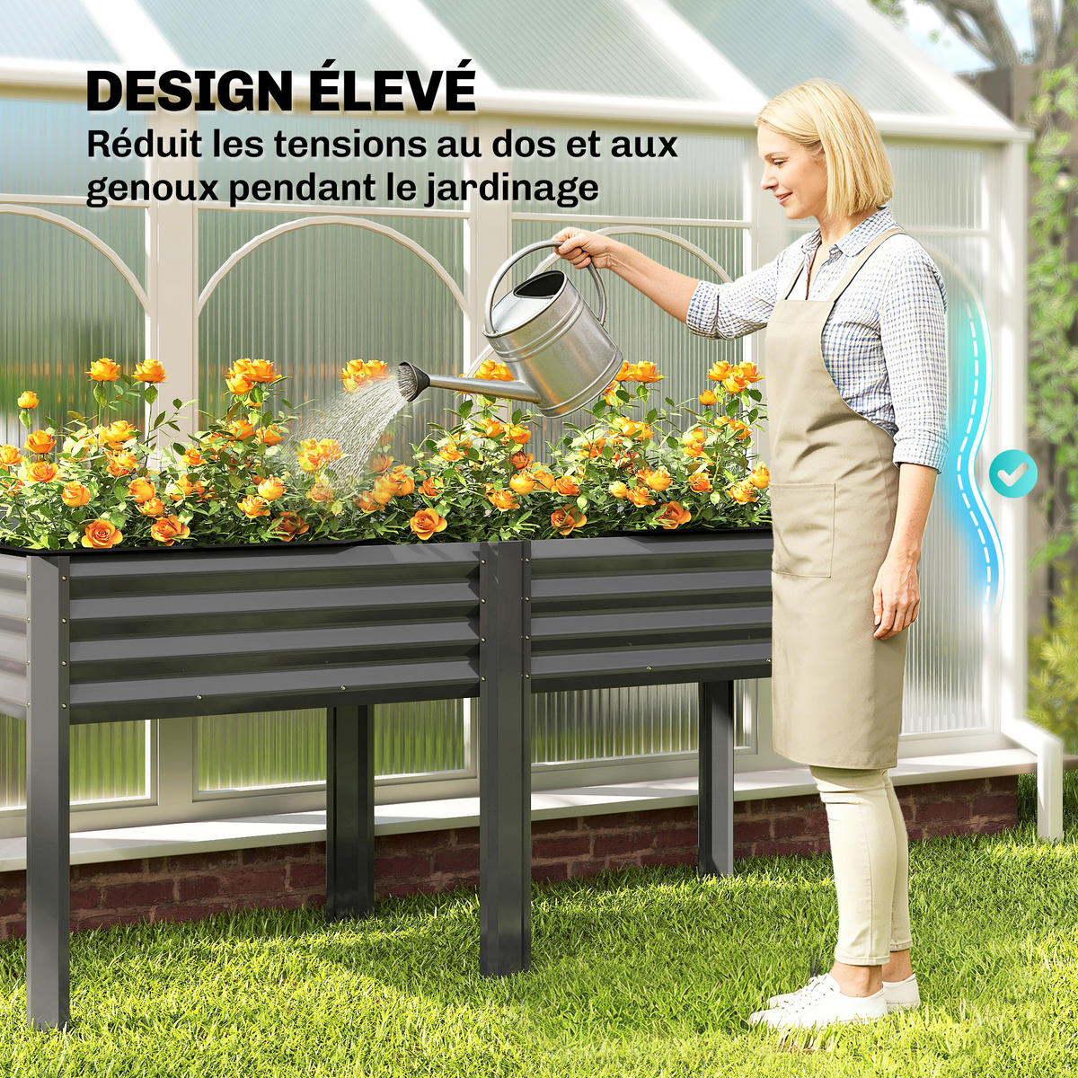 HOCHBEET DE-16058 241L Fassungsvermögen Dunkelgrau - Dunkelgrau, Metall (180/80/55cm) - ComfortXL