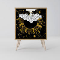 SIDEBOARD STELLAR CONSTELLATIONS, Eichefarben, 57,5x42x77,5 cm, Schräge Buchenholzfüße - Eichefarben/Buchefarben, Holzwerkstoff/Buchenholz (57.5/77.5/42cm) - SpaceRebels