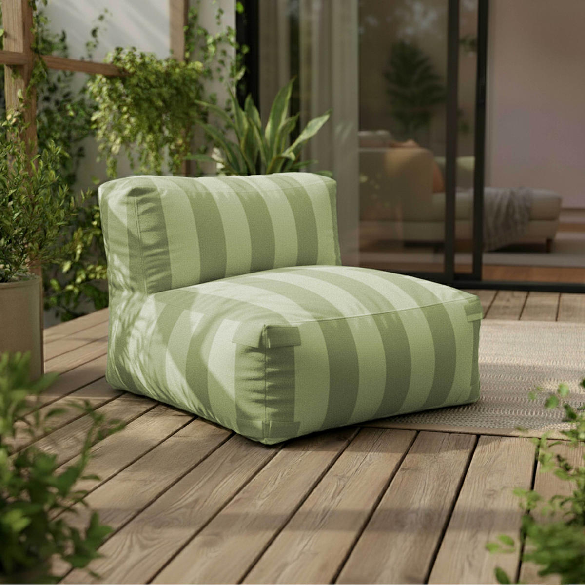 GARTENSOFA mit 5 Sitzplätzen, Kaktusgrün - Grün, Textil (85/65/340cm) - Oviala