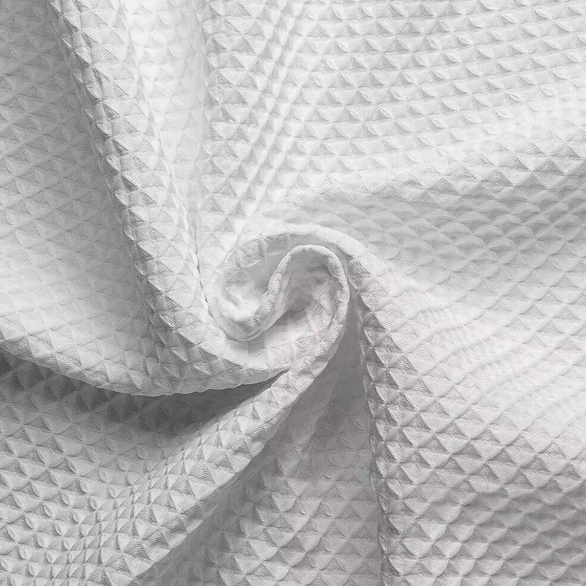 DUSCHVORHANG Weiß Waffelstruktur Polyester schwer wasserdicht schimmelresistent Badezimmer - Weiß, Textil (180/180cm) - MCBOSON