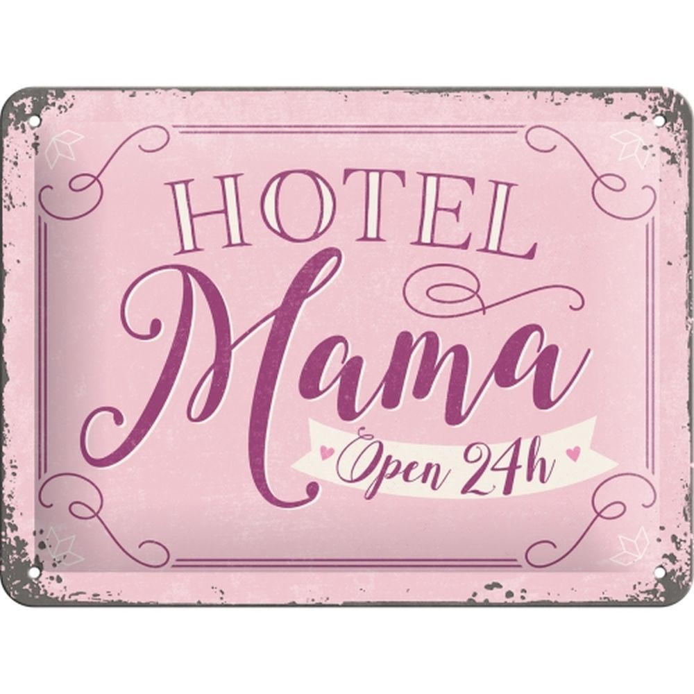 BLECHSCHILD 15/20 cm Word Up Hotel Mama - Multicolor, Metall (20/15/0.5cm) - Nostalgic-Art
