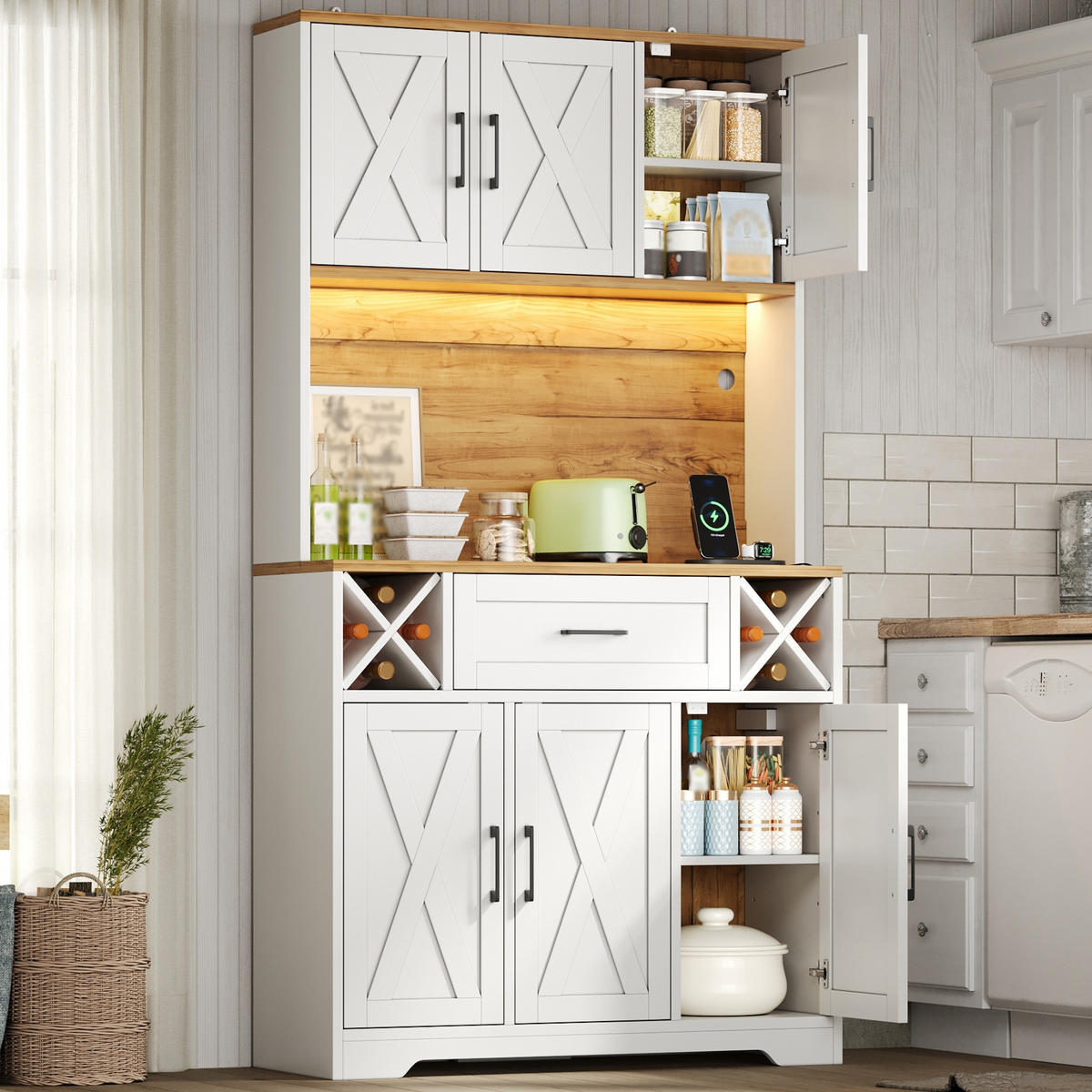GESCHIRRSCHRANK Naturfarben 105/40/180 - Naturfarben, Holzwerkstoff (105/180/40cm)