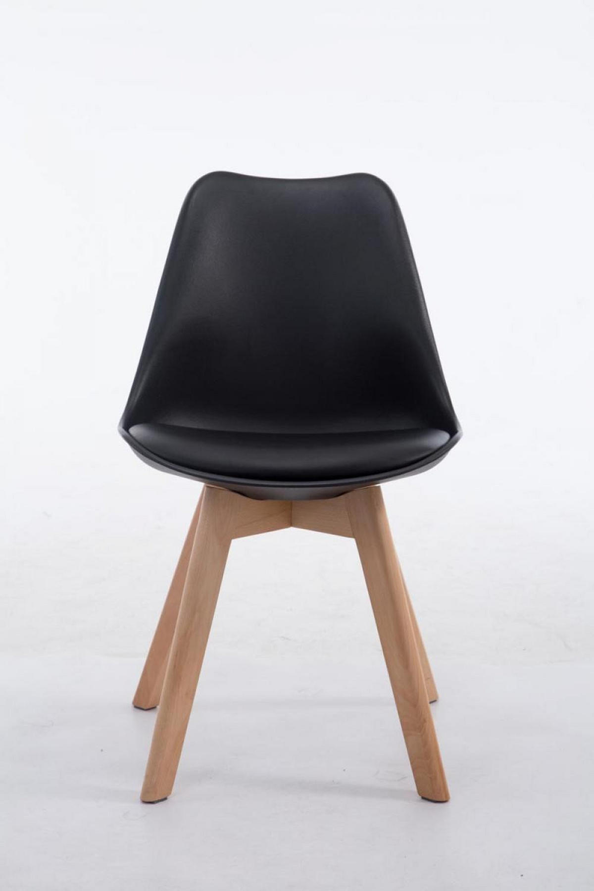 STUHL Lederlook schwarz - Eukalyptusholzfarben/Schwarz, Holz/Textil (48/84/41.5cm) - CLP