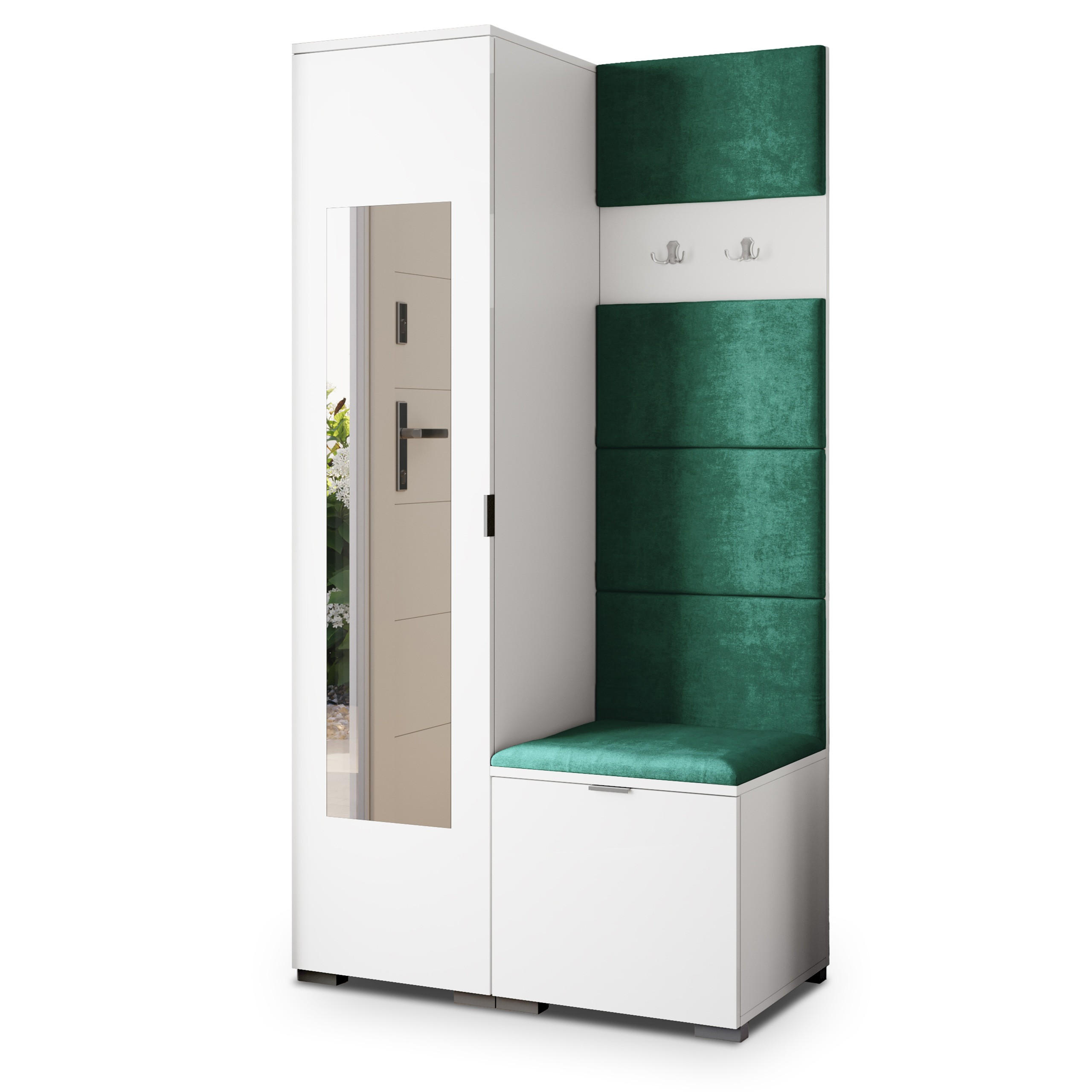 Masseno Garderobenschrank Weiß, Grün 95x181x51 cm
