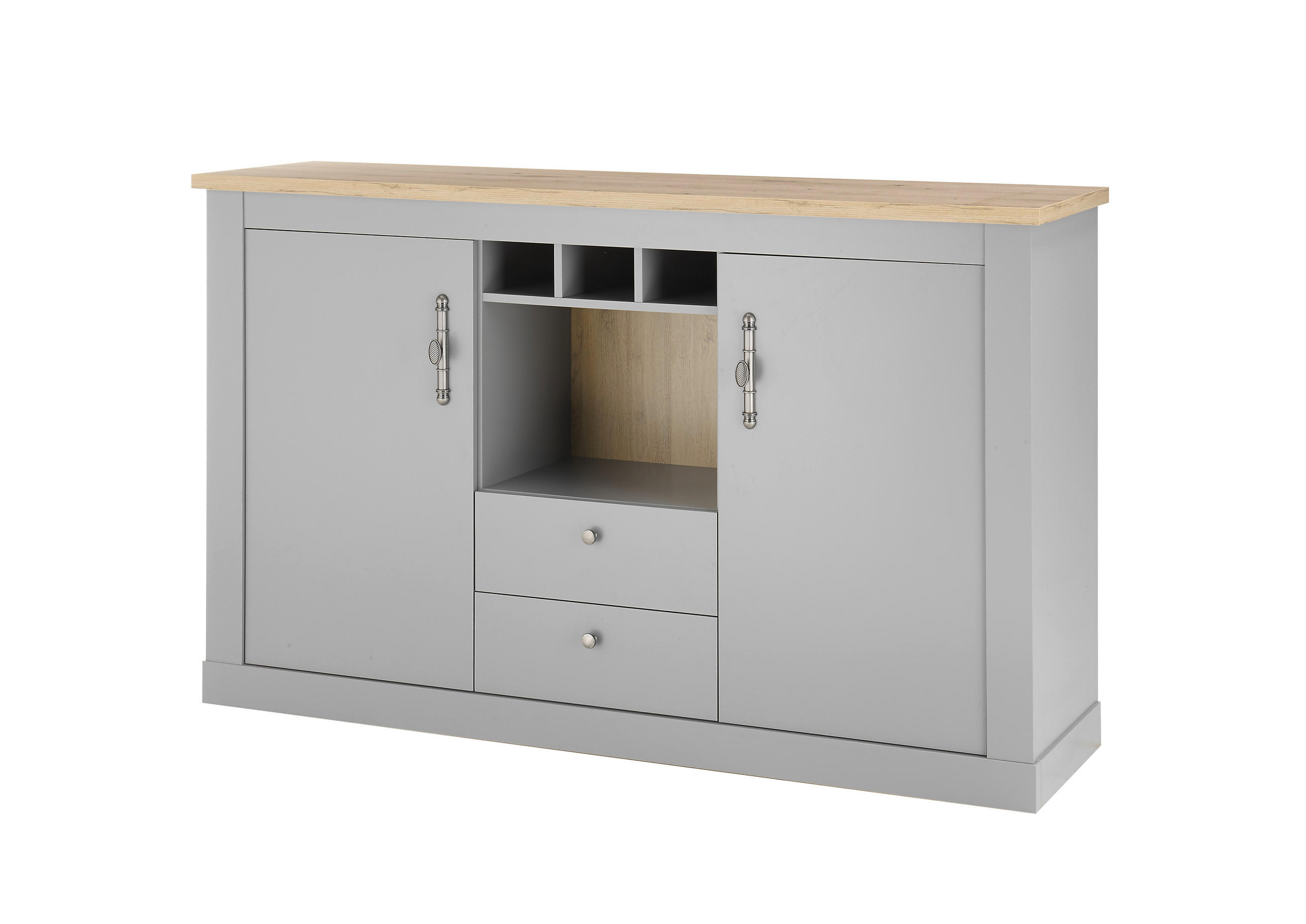 SIDEBOARD C14 Light Gray & Artisan Eiche 166/104/44 cm Landhaus - Grau, Holzwerkstoff (166/100/44cm) - Livojo