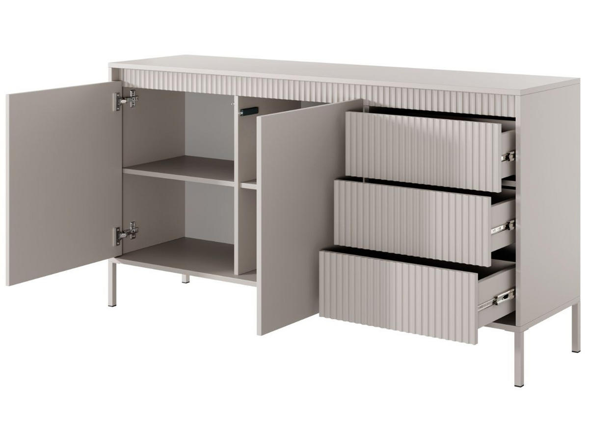 KOMMODE Beige 154/82/40 cm Sorano - Beige, Naturmaterialen/Metall (154/82/40cm) - Graingold