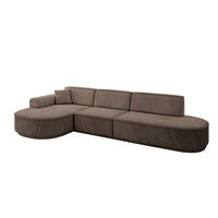 ECKSOFA Ottomane Links MARI-L2-v3 - 328x171x83 cm Braun Velours - Schwarz/Braun, Holzwerkstoff/Kunststoff (328/171cm) - ALTDECOR